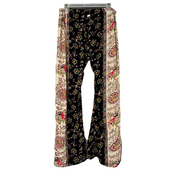 Billabong XL Pants Flowy Contrast Color Panel Boho Floral Print Wide Flare Leg - Picture 4 of 8